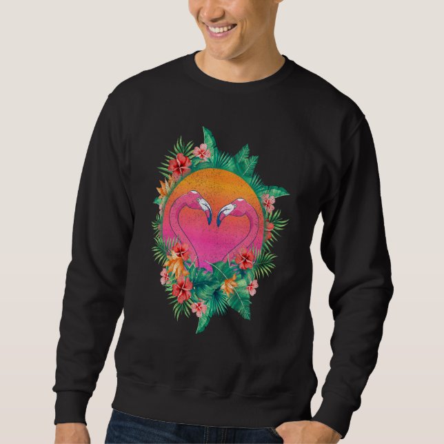 Moletom Flores Flamingo Coração Pássaro Tropical Floral Pô (Frente)