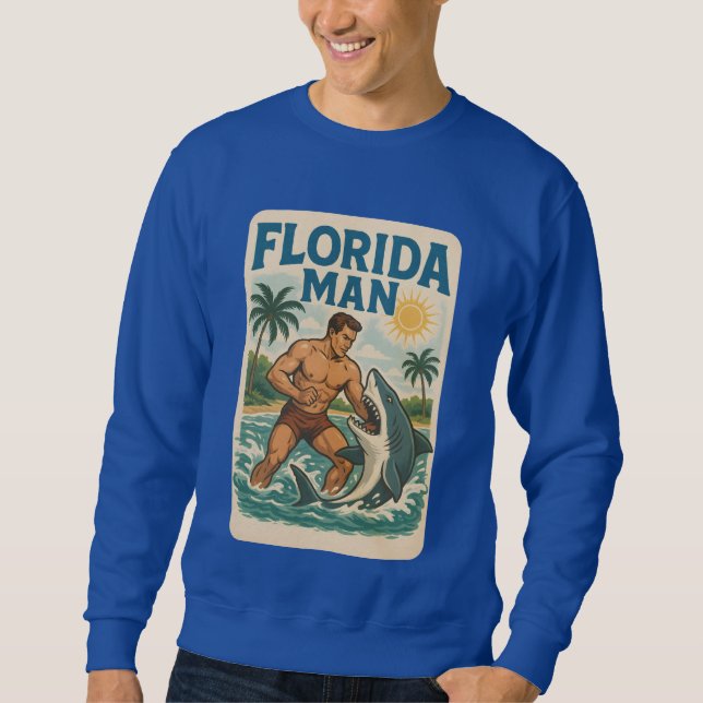 Moletom Florida Man Coastal Shark Wrestler - Retro Beach (Frente)