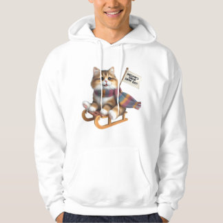 Moletom ​Fluffy Kitten Snow Day on Sled, Cute Cat in Scarf