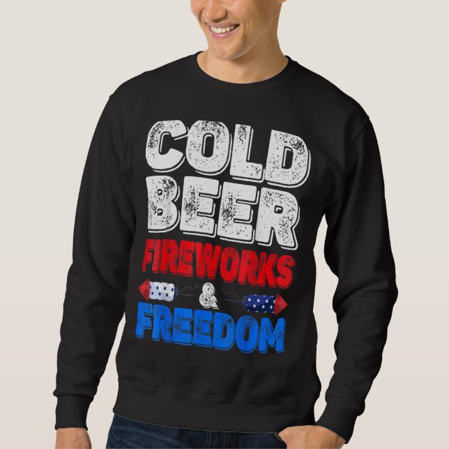 Moletom Fogos de artifício de cerveja fria e liberdade 4 d (Frente)
