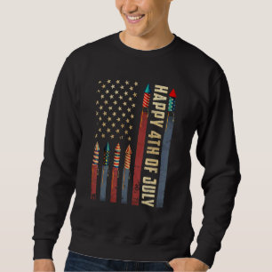 Moletom Foguetes EUA Bandeira Patriótica Americana Feliz 4