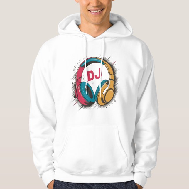 Moletom Fones de ouvido coloridos Music DJ branco (Frente)