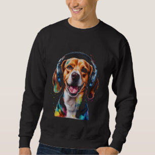Moletom Fones de ouvido De Beagle Cão Engraçado Impressão