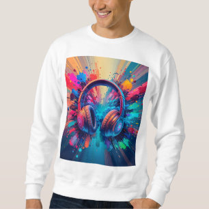 Moletom Fones de Ouvido Vibrantes Contra Salpicos de Cores