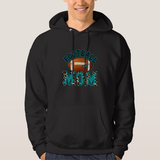 Moletom Football Mom Football Leopard Teal For Mother's Da (Frente)