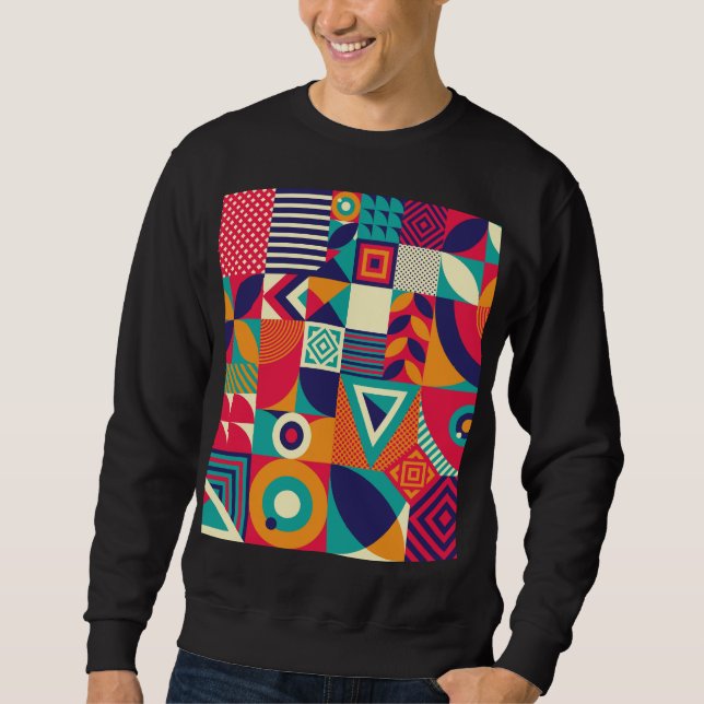 Moletom formas geométricas de pop abstrato, padrão sem sol (Frente)