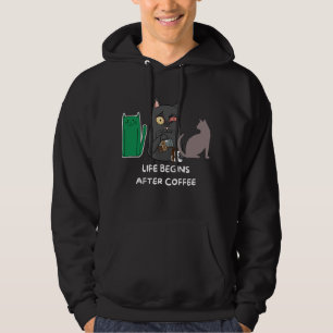 Moletom Fotos de gato Hoodie para amantes do café preto