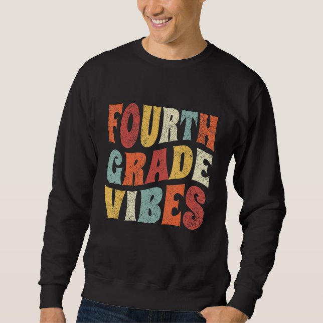 Moletom Fourth Grade Vibes  Back To School Cute Teacher St (Frente)