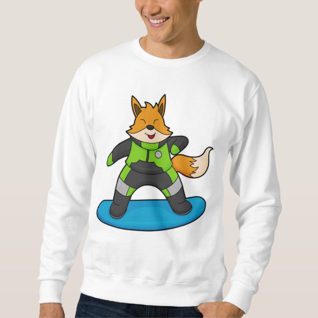 Moletom Fox como Snowboarder com Snowboard (Frente)