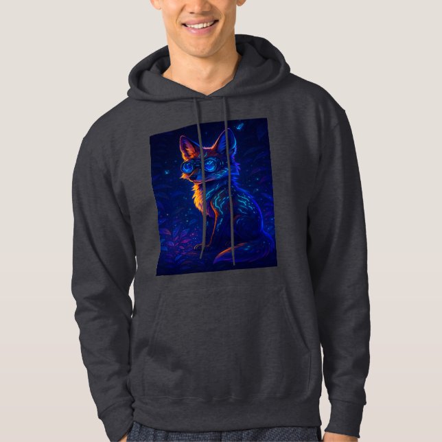 Moletom Fox Cyberpunk na Selva de Neon - Futuro Brilho (Frente)