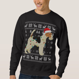 Moletom Fox Terrier Christmas Ugly Lights Santa Hat D