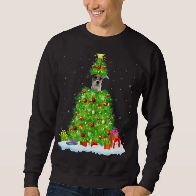 Moletom Fox Terrier Xmas Lighting Tree Engraçado Fox Terri (Frente)