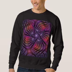 Moletom Fractal Roxo Abstrato de Fantasia Colorida