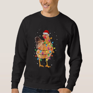 Moletom Frango de Natal Galinha Luzes da Árvore de Natal F