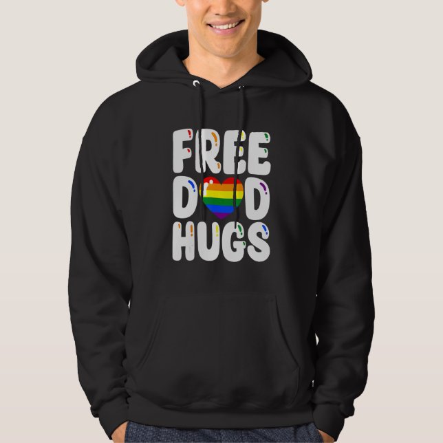 Moletom Free Dad Hugs LGBT Flag Support LGBTQ Gay Pride Ra (Frente)