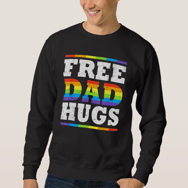 Moletom Free Dad Hugs Rainbow LGBT Pride Fathers Day  Ally (Frente)