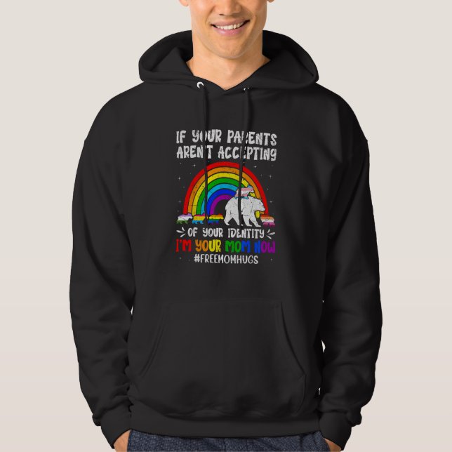 Moletom Free Mom Hugs LGBT Gay Pride Month LGBTQ Bear Rain (Frente)