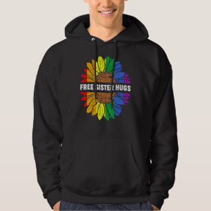 Moletom Free Sister Hugs Lgbt Daisy Rainbow Flower Hippie