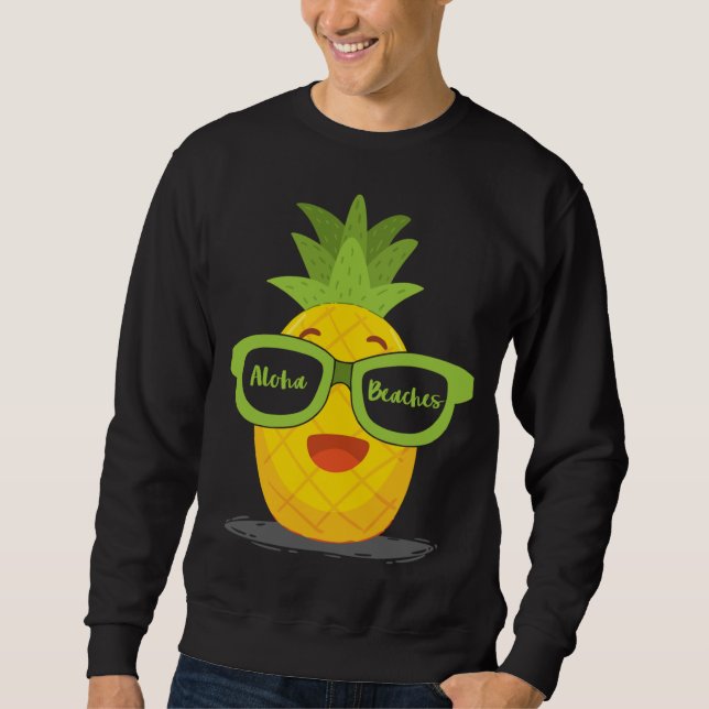 Moletom Fruta de abacaxi Óculos de sol Aloha Beaches Havaí (Frente)