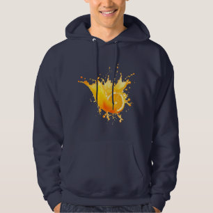 Moletom frutas de capuz marinho azul e laranja