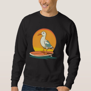 Moletom Funny Beach Seagull adora surfar em surfboards L