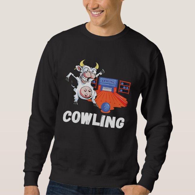 Moletom Funny Bowling Cow Bowler Strike Bowling Pin Bowlin (Frente)