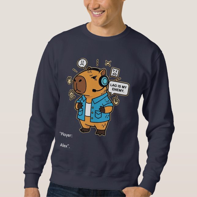 Moletom Funny Capybara Gamer T-Shirt – Personalized with G (Frente)