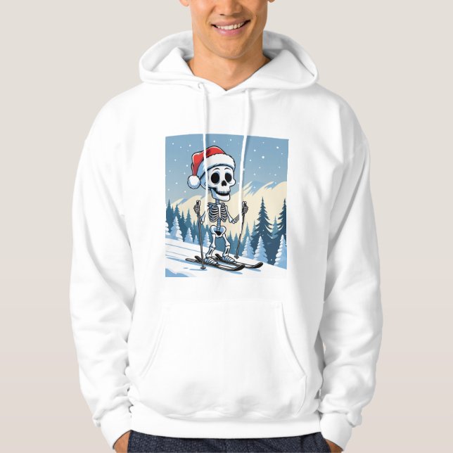 Moletom Funny Christmas Skeleton on Skis  (Frente)
