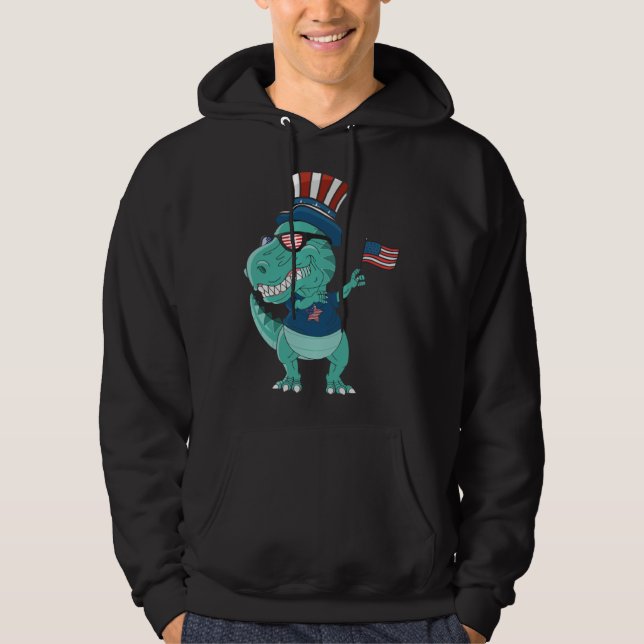 Moletom Funny Dabbing Dinosaur 4th July Amerisaurus T Rex  (Frente)