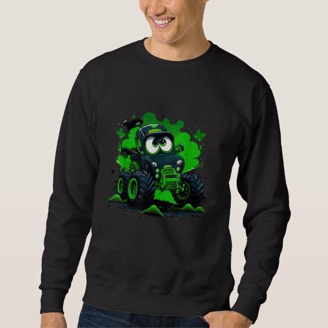 Moletom Funny Leprechaun Monster Truck Shamrock St Patrick (Frente)