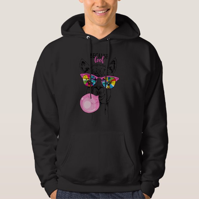 Moletom Funny Llama in a rainbow glasses, pink bubble gum  (Frente)