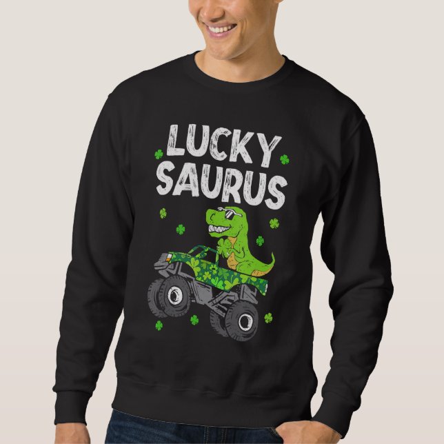 Moletom Funny Lucky Surus T Rex Monster Truck Patricks Da (Frente)