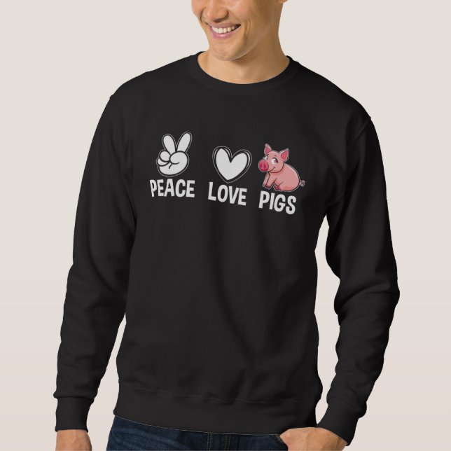 Moletom Funny Peace Love Pigs Piglet Farm (Frente)