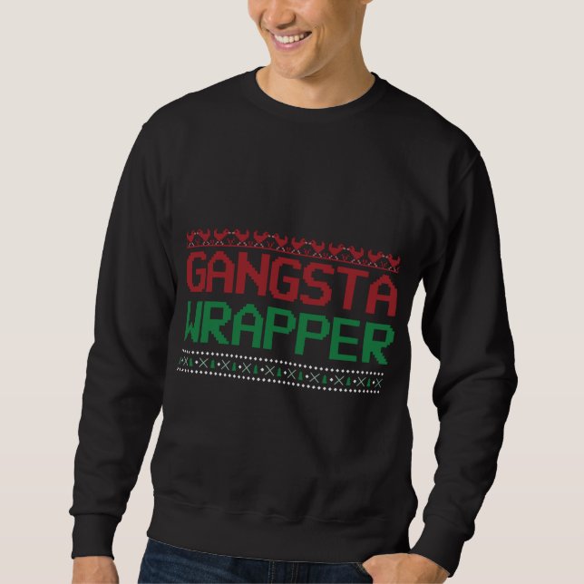 Moletom Funny Pun Ugly Christmas Gangster Wrapper (Frente)