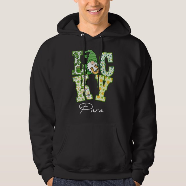 Moletom Funny Shamrock Gnome Luck Para St Patricks Day Iri (Frente)