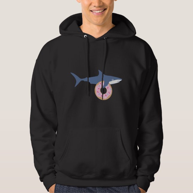 Moletom Funny Shark Carrying Donut Cute Food Gift  (Frente)
