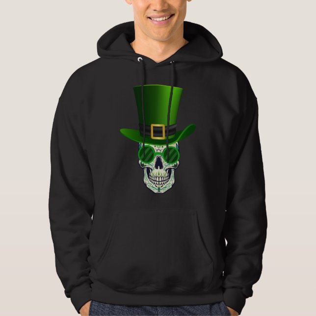 Moletom Funny Sugar Skull Saint Patricks Day of Dead (Frente)