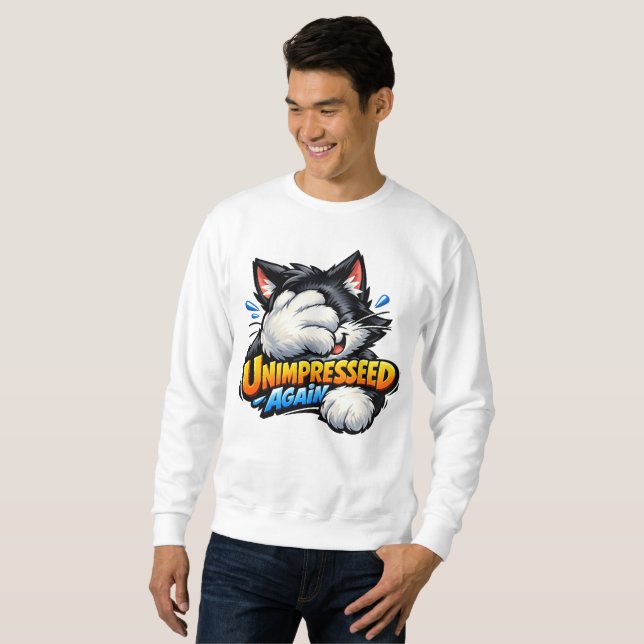 Moletom Funny Unimpressed Cat Sweatshirt - Grumpy Meme (Frente Completa)