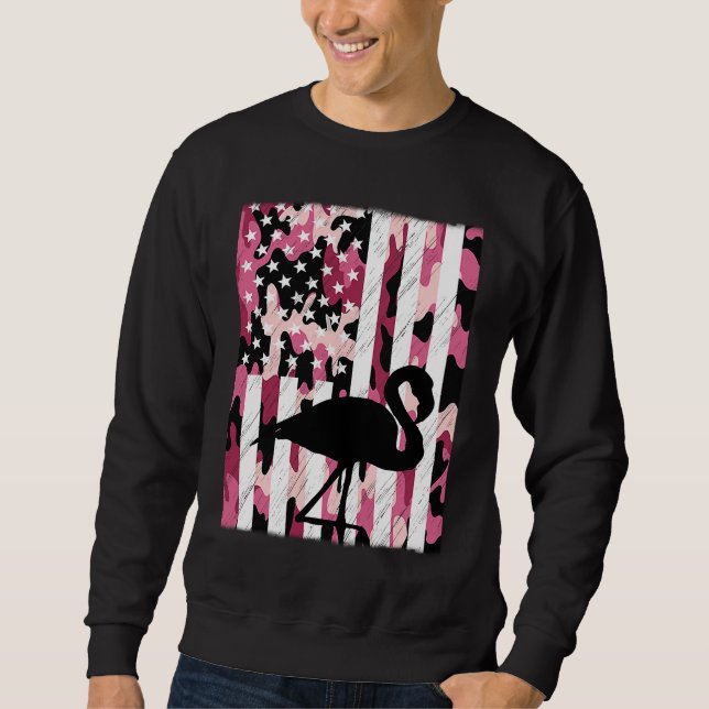 Moletom Funny Vintage Pink Flamingo Camo American Distress (Frente)