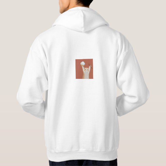 Moletom Funny White Cat "Cheers" Back Print Hoodie – Cute  (Verso)