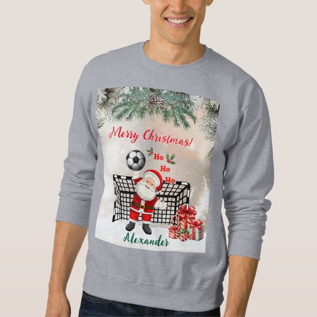Moletom Futebol de Natal do Papai Noel Personalizado Futeb (Frente)
