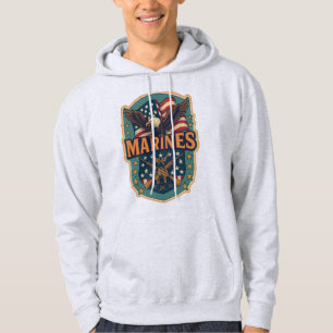 Moletom "Fuzileiros Navais" sobre águia & bandeira capuz