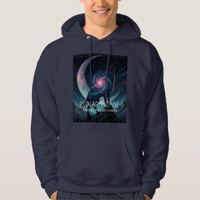 Moletom Galaxy Wolf Silhouette with Mystical Nebula Moon (Frente)