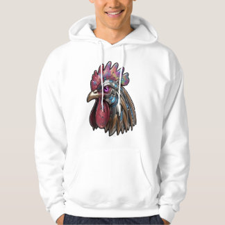 Moletom Galo Ciberpunk Arte Mecânica Iridescente