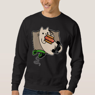 Moletom Gamer Cat Comendo Cachorro Quente Carregando