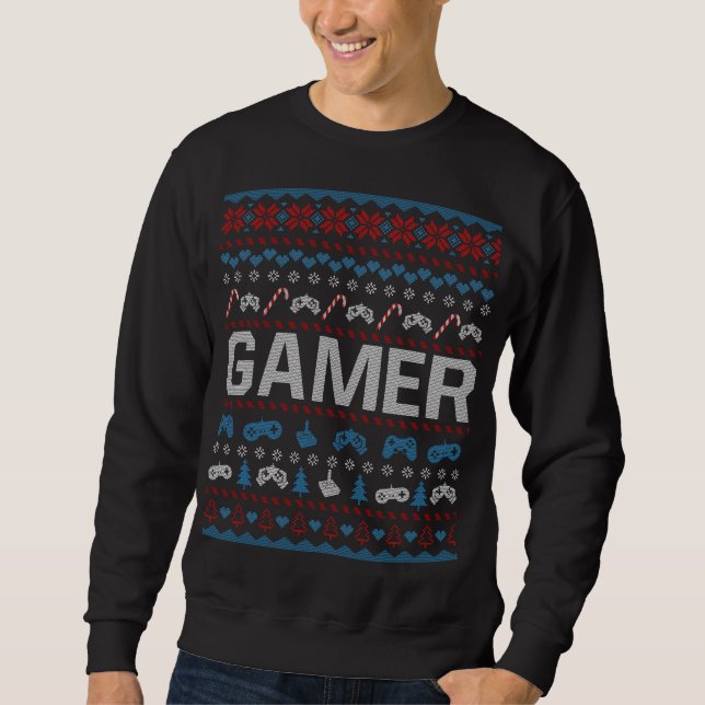 Moletom Gamer Christmas Ugly Sweater Holiday Sweatshirt (Frente)