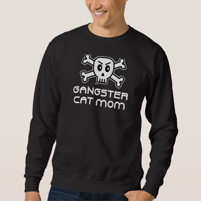 Moletom Gangster Cat Mãe Skull E Cross Bone Word (Frente)