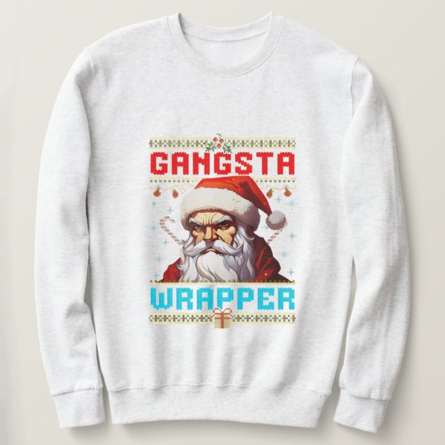 Moletom Gangster Wrapper Christmas Sweatshirt (Frente do Design)