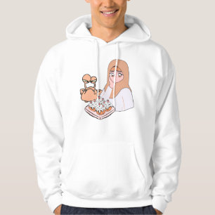 Moletom Garota Kawaii com Hijab e Tranças de Rato e Monstr
