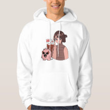 Garota Kawaii de Anime com Milkshake de Chocolate 